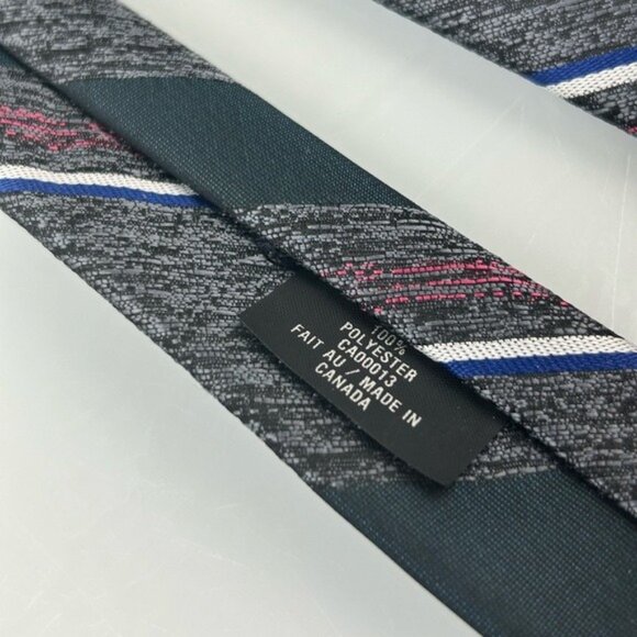 Christian Dior Monsieur VTG Diagonal Striped Gray Blue Red Tie - Picture 11 of 14